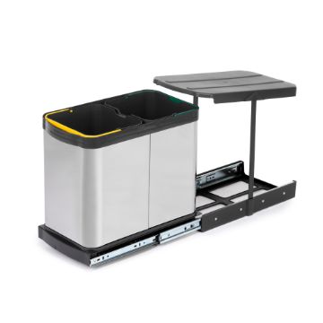 Recycle Inox Küchenabfallbehälter Recycle Inox, 2 x 12 L, Bodenbefestigung und Handauszug/automatische Auszug