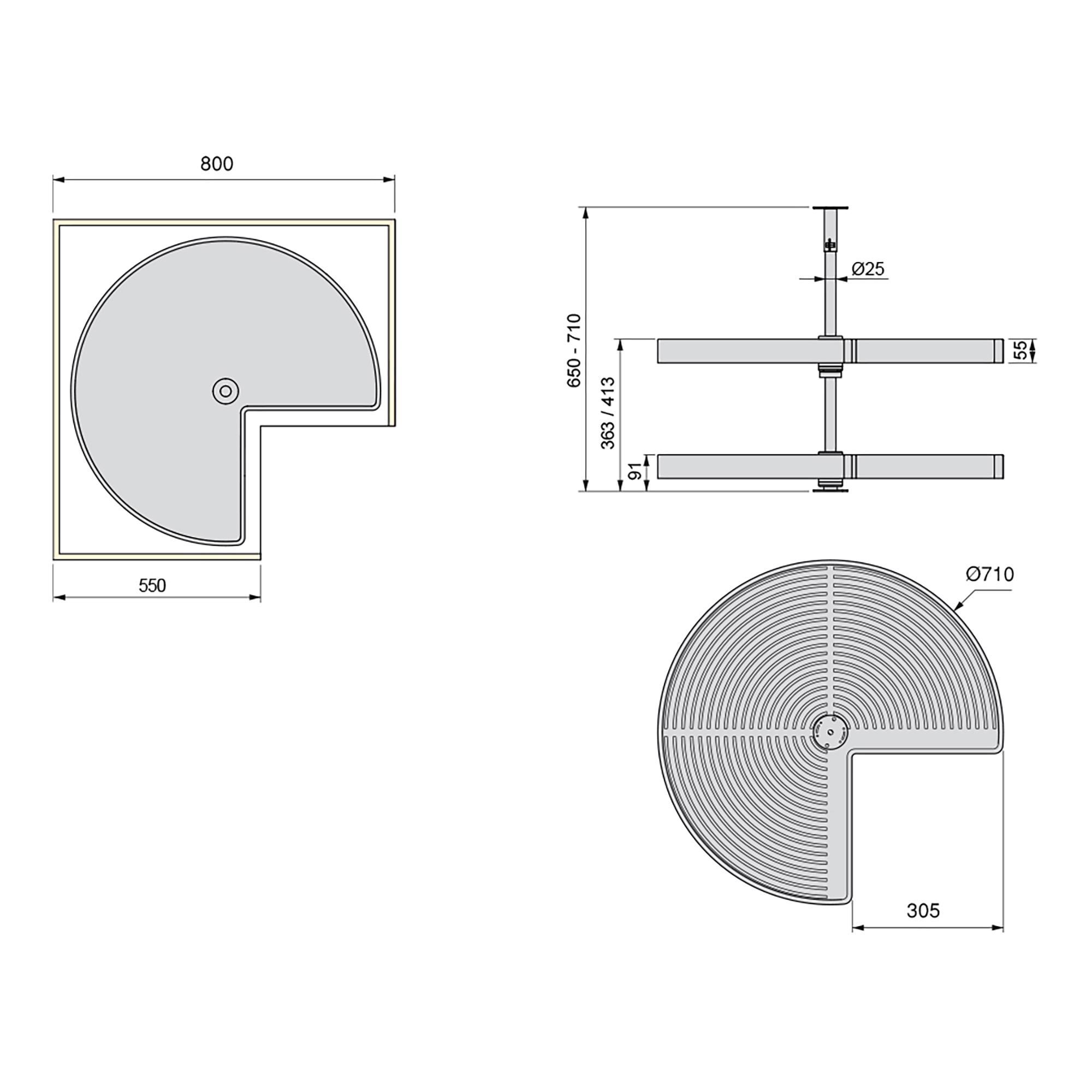 Emuca Juego de bandejas giratorias Shelvo 3/4, para módulo 800mm, Plástico  y Aluminio, Blanco