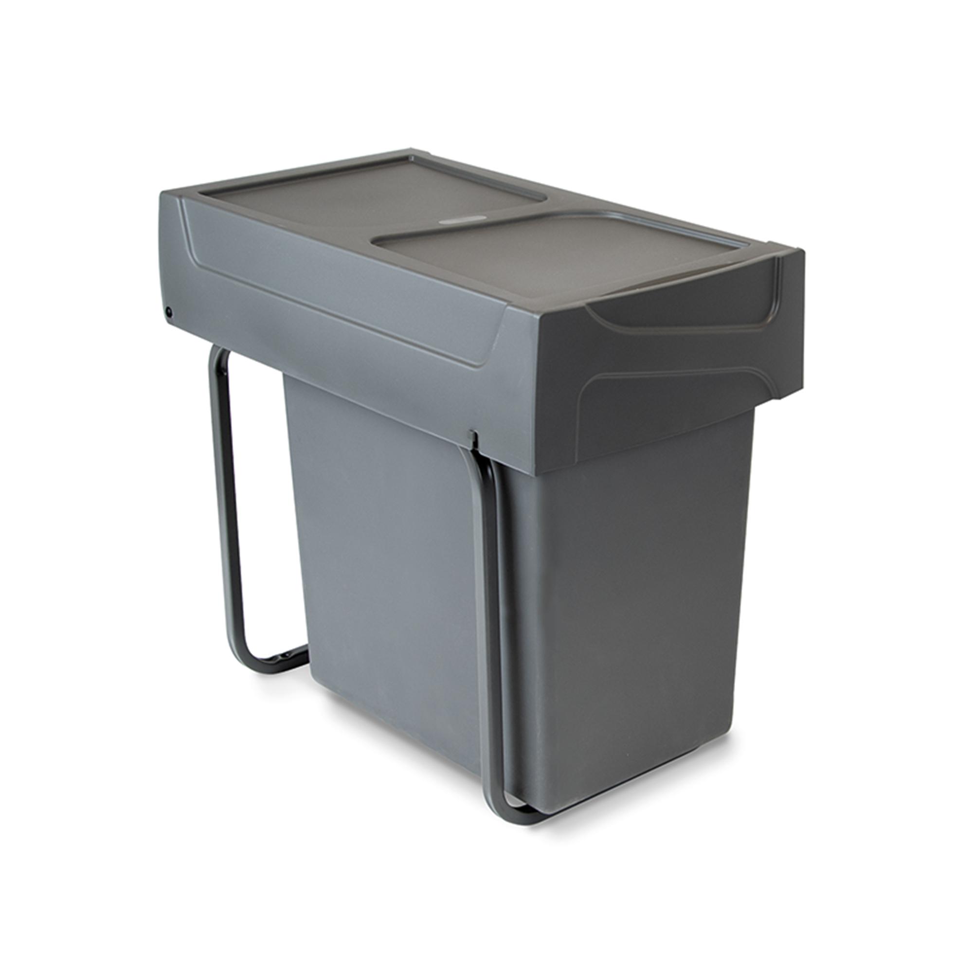 Balde do lixo reciclável Recycle para montagem no fundo e extraível  manualmente na unidade de cozinha Recycle 2x15litros, Cinza antracite  Plástico