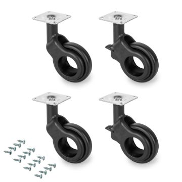 Hole 2 castors kit with plate-mounted