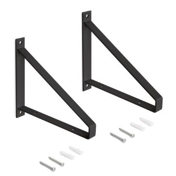 Pair of Shelf straight wood shelf supports with triangular shape