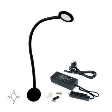 Kuma LED reading light with fexible arm, 2 USB ports and voltage converter
