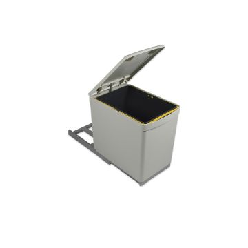 Recycling bin for bottom fastening and manual extraction with 1 16-litre container and an automatic lid