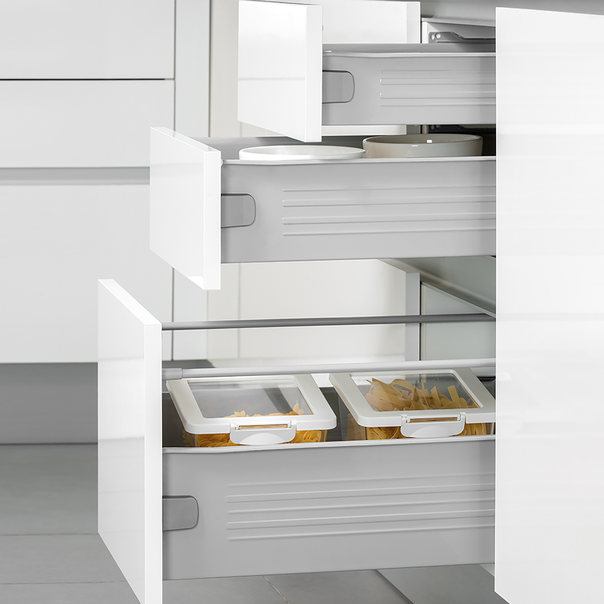  Kit de tiroir pour cuisine Ultrabox, hauteur 86 mm, prof. 450 mm, Acier, Gris metallise.,