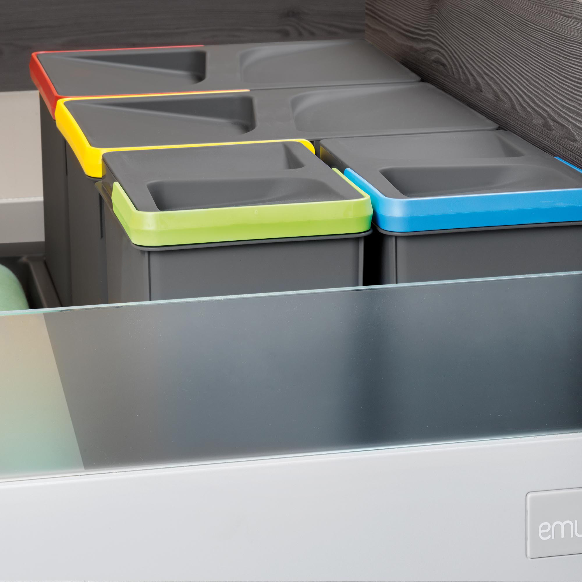  Poubelles pour tiroir de cuisine Recycle, Hauteur 266, 2x15, Plastique gris antracite, Plastique.