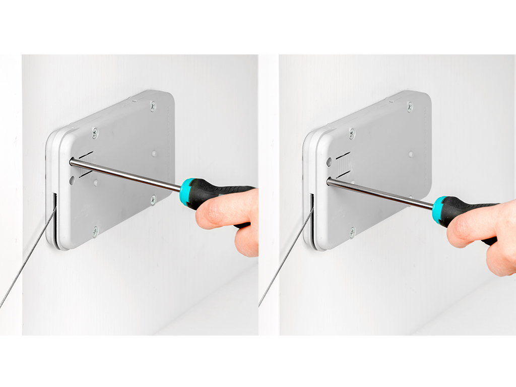  Mecanisme pour portes abattant Miniwinch avec cache, 4 Kg, Plastique gris, Acier et Plastique.